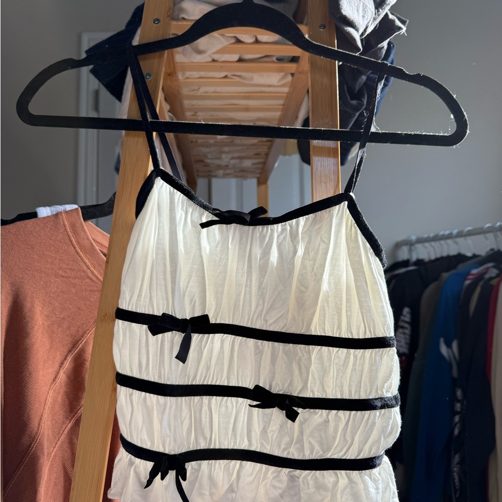 Kimchi Blue Ivory Top with Black Straps